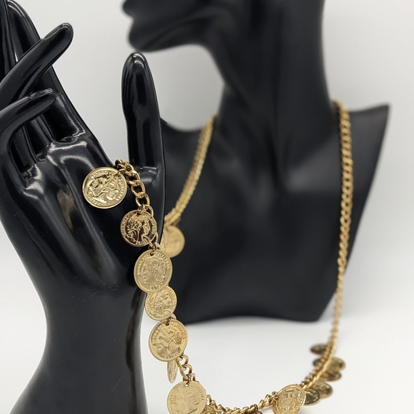 MULTI COIN DETAIL CHUNKY STATEMENT NECKLACE - Picture 3 of 7